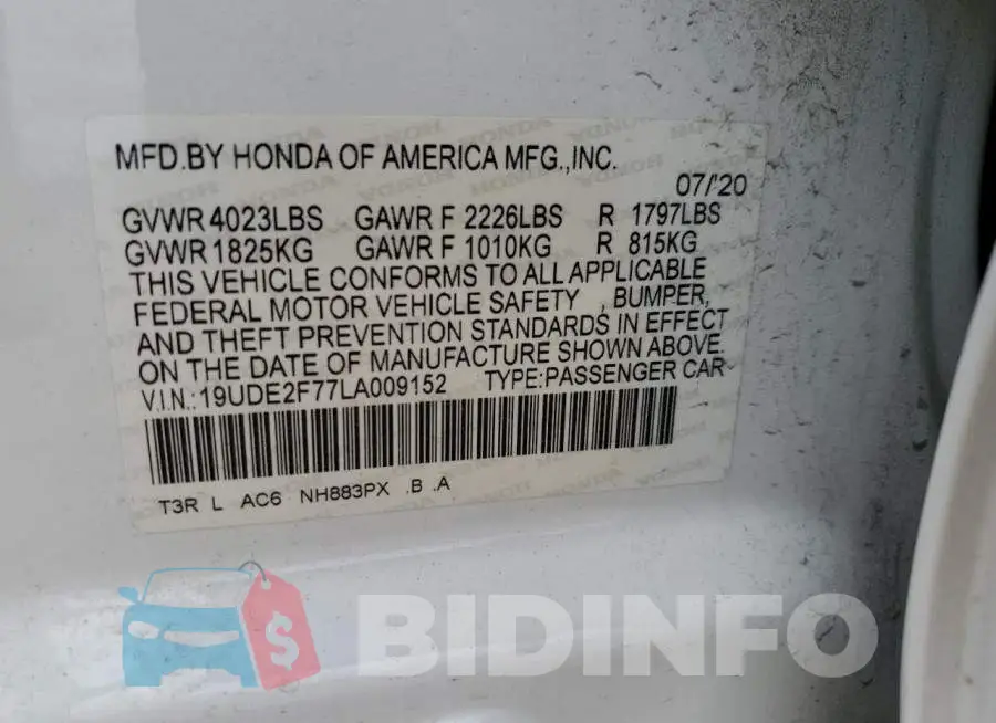 19UDE2F77LA009152 Photo# 12