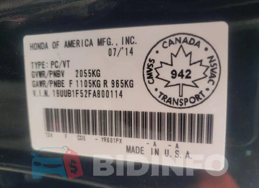 19UUB1F52FA800114 Photo# 12
