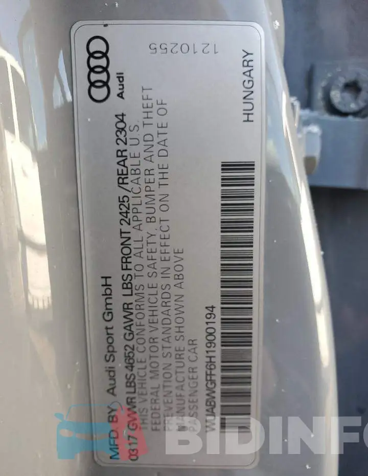 WUABWGFF6H1900194 Photo# 12