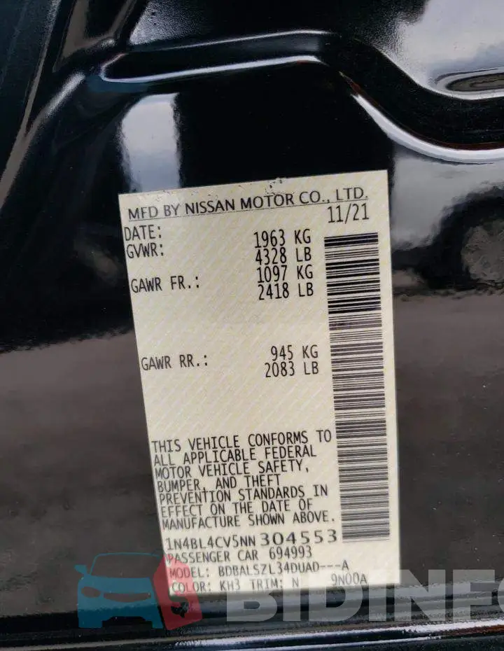 1N4BL4CV5NN304553 Photo# 12