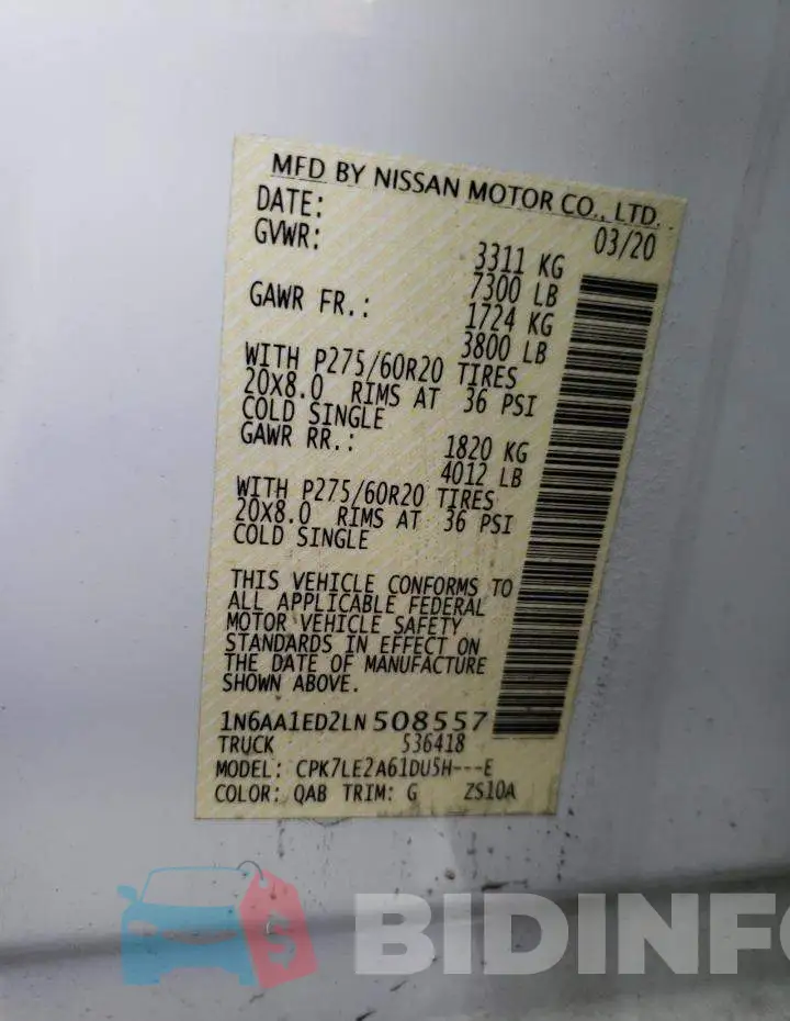 1N6AA1ED2LN508557 Photo# 12