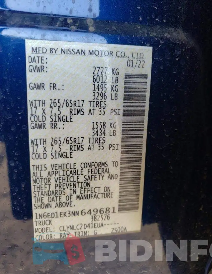 1N6ED1EK3NN649681 Photo# 12
