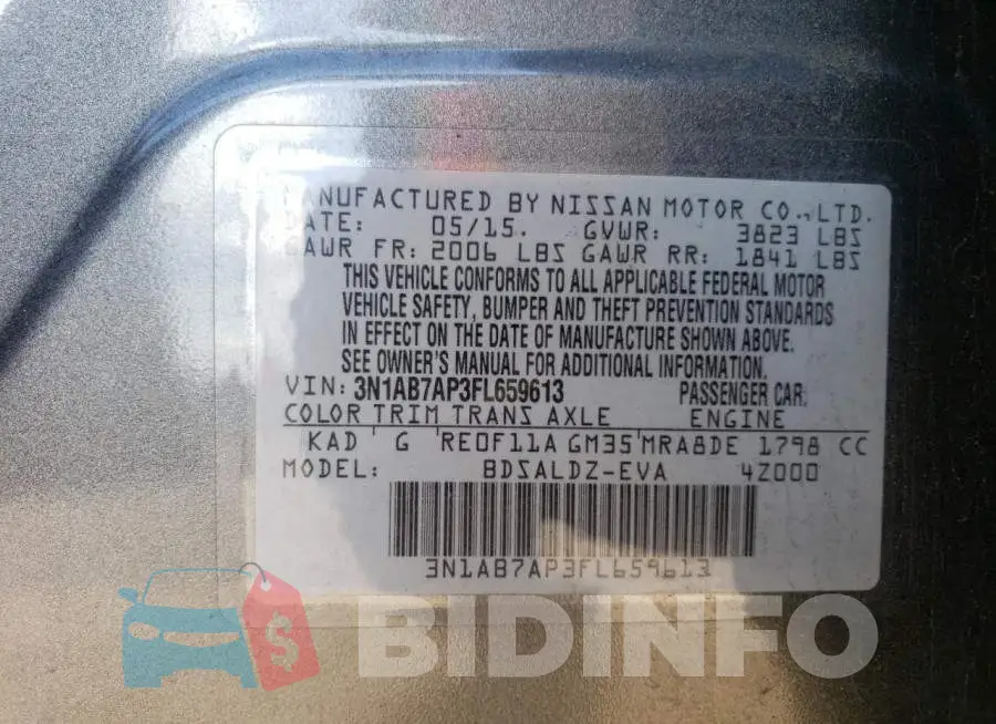3N1AB7AP3FL659613 Photo# 12