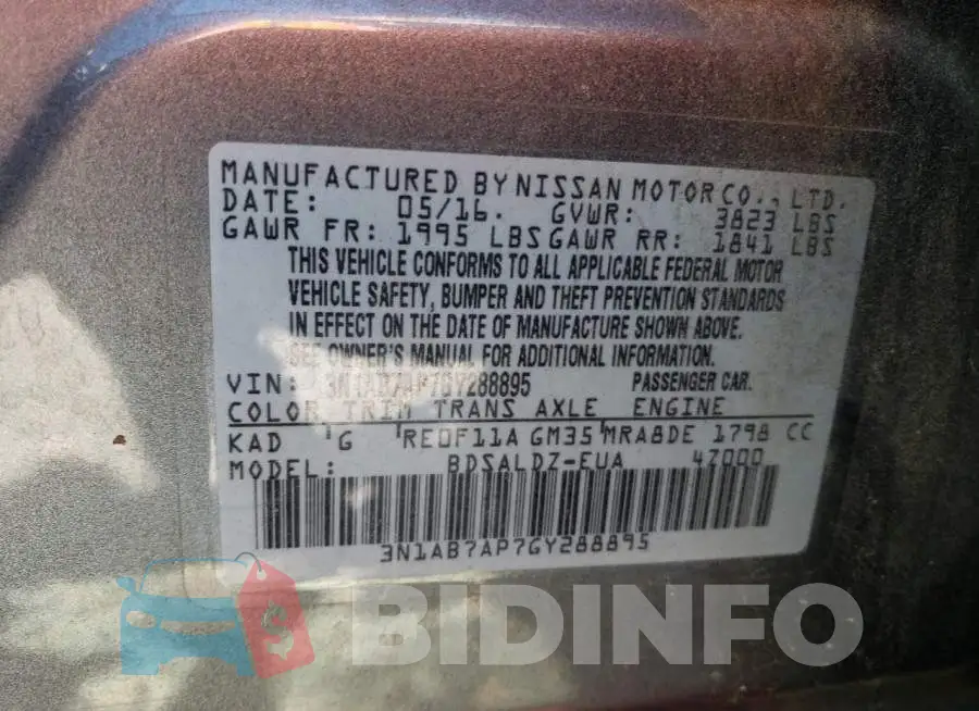 3N1AB7AP7GY288895 Photo# 12