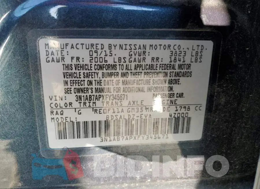 3N1AB7APXFY345671 Photo# 13