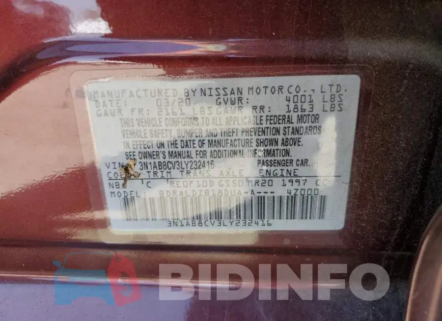 3N1AB8CV3LY232416 Photo# 12
