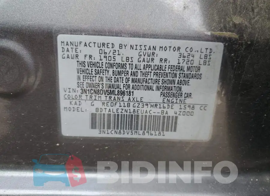 3N1CN8DV5ML896181 Photo# 12
