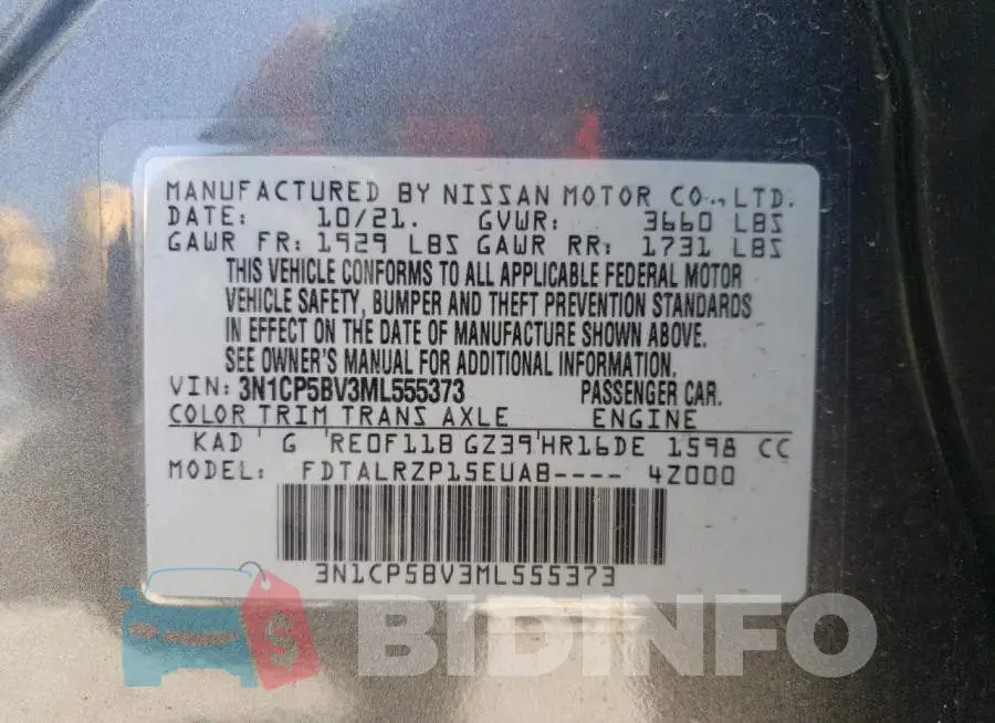 3N1CP5BV3ML555373 Photo# 13