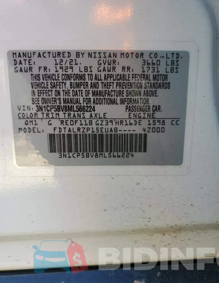 3N1CP5BV8ML566224 Photo# 12
