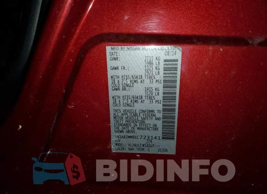 5N1AR2MM9EC723141 Photo# 13