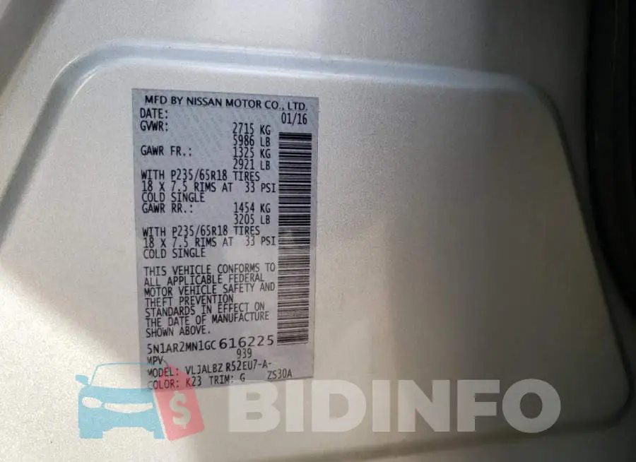 5N1AR2MN1GC616225 Photo# 12