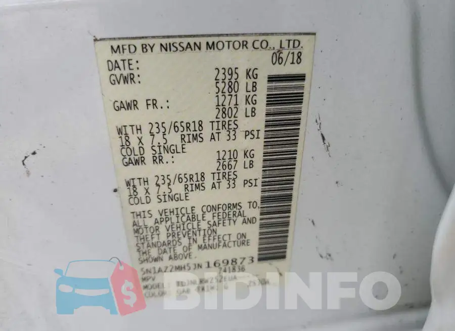 5N1AZ2MH5JN169873 Photo# 13
