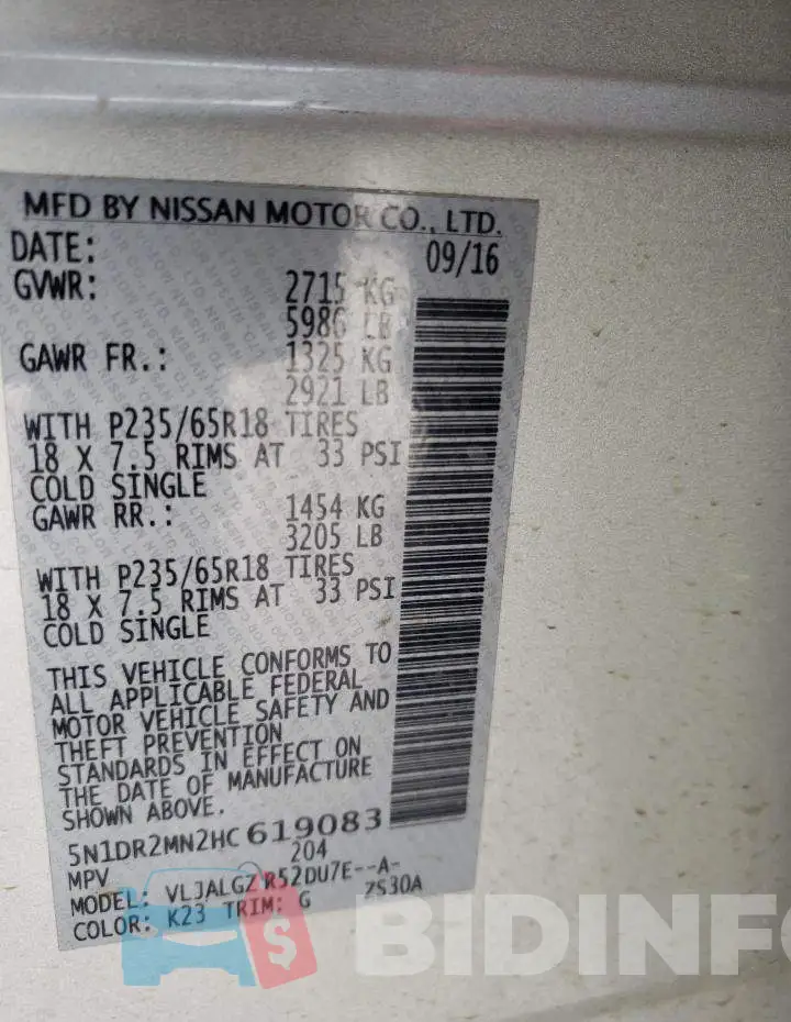 5N1DR2MN2HC619083 Photo# 14