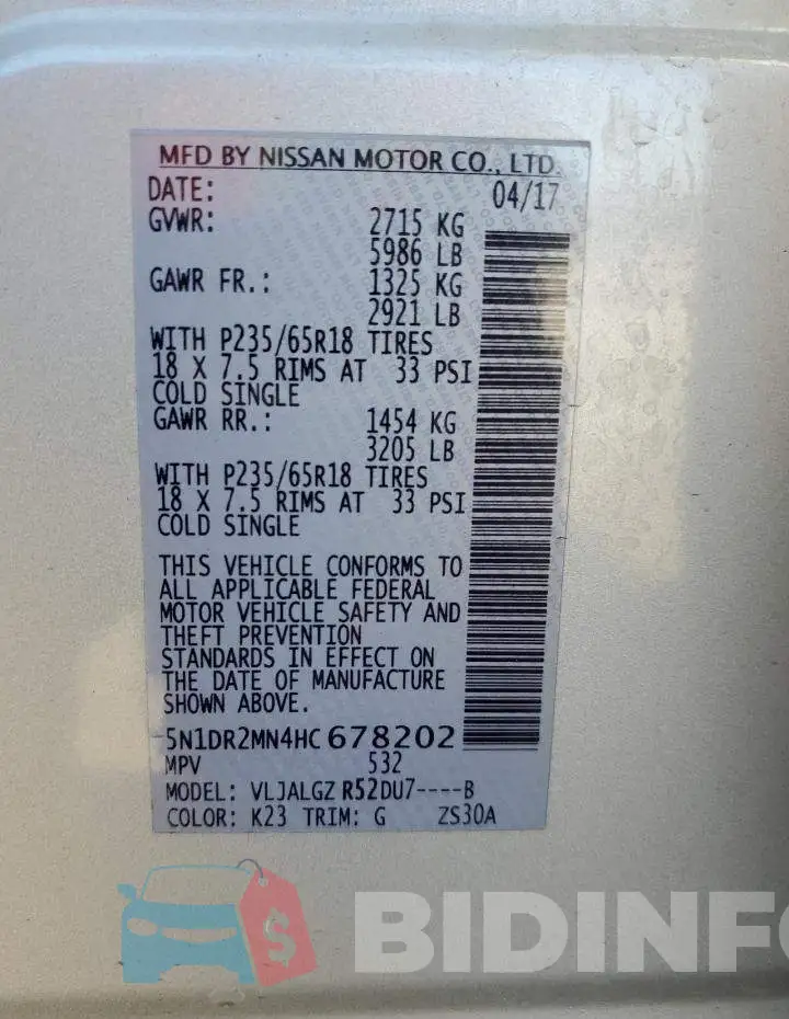 5N1DR2MN4HC678202 Photo# 13