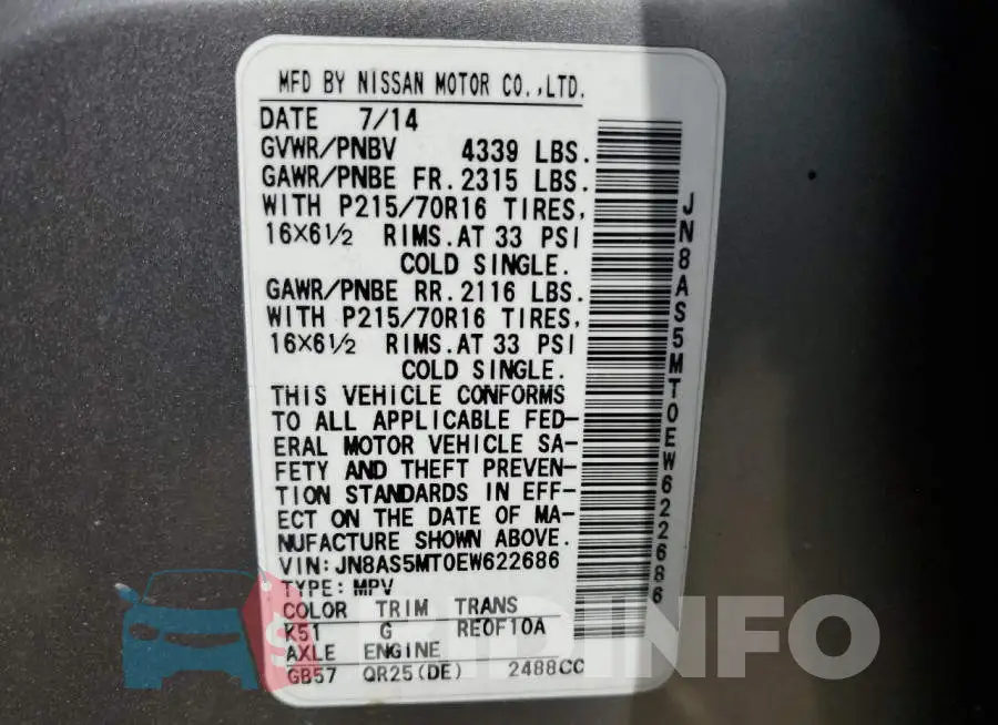 JN8AS5MT0EW622686 Photo# 12