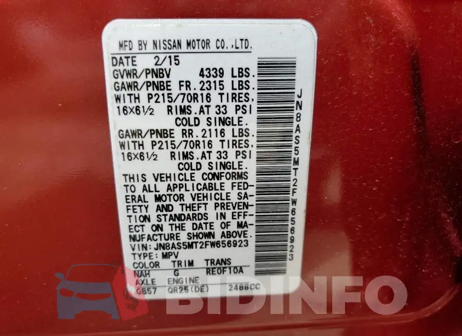JN8AS5MT2FW656923 Photo# 14