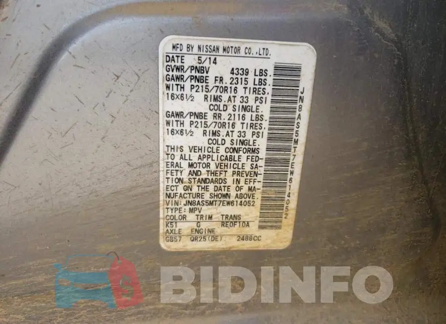 JN8AS5MT7EW614052 Photo# 12