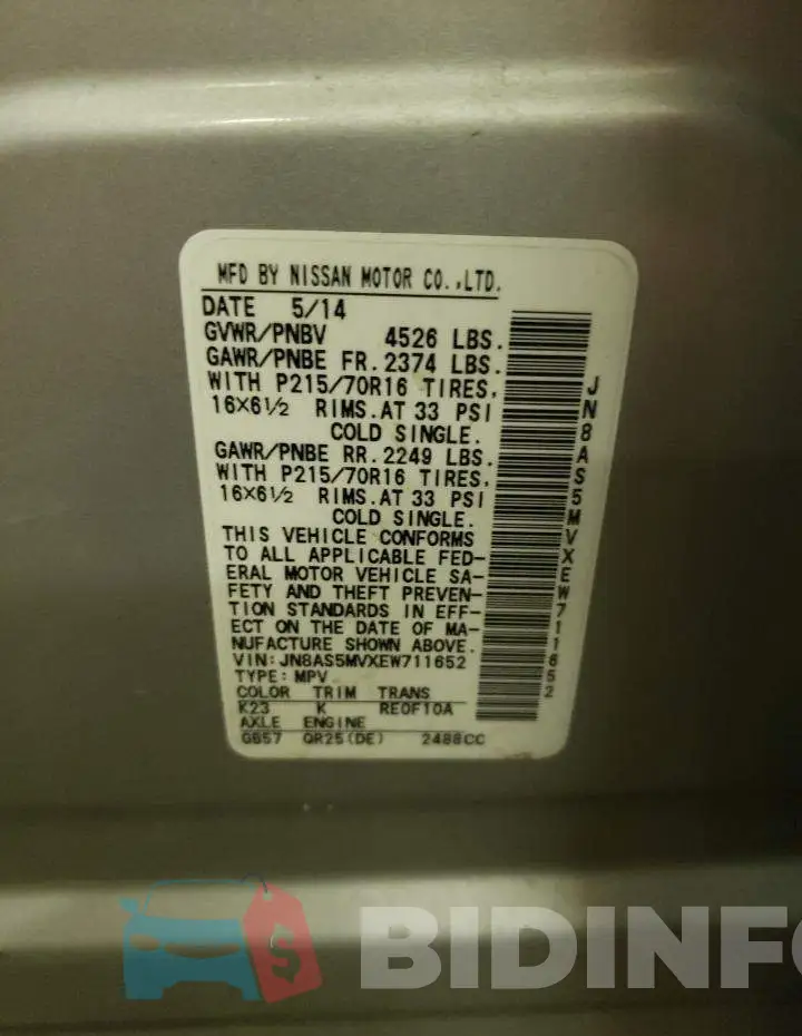 JN8AS5MVXEW711652 Photo# 13