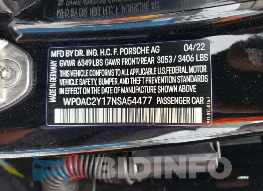 WP0AC2Y17NSA54477 Photo# 12