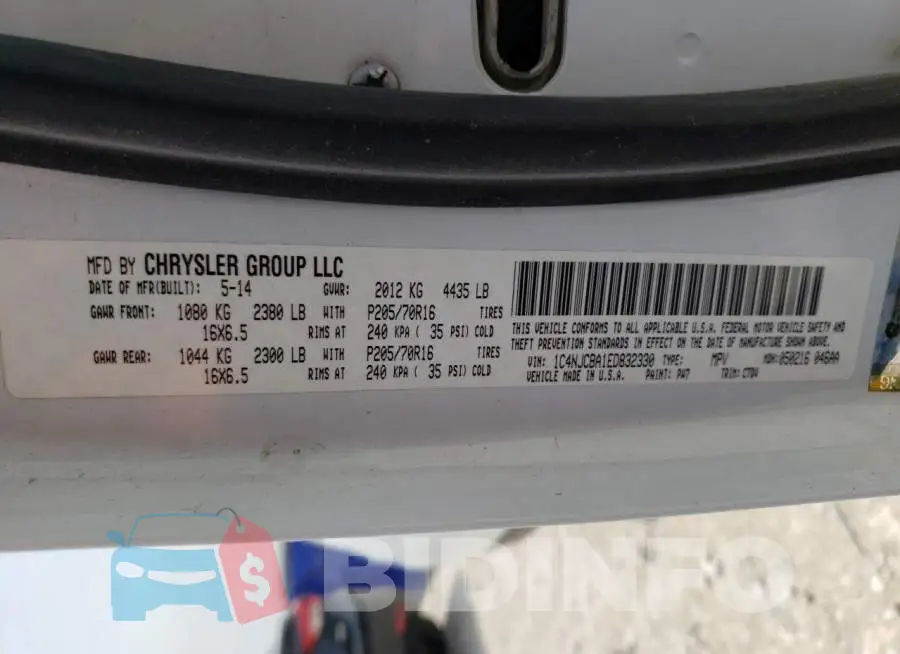 1C4NJCBA1ED832330 Photo# 13