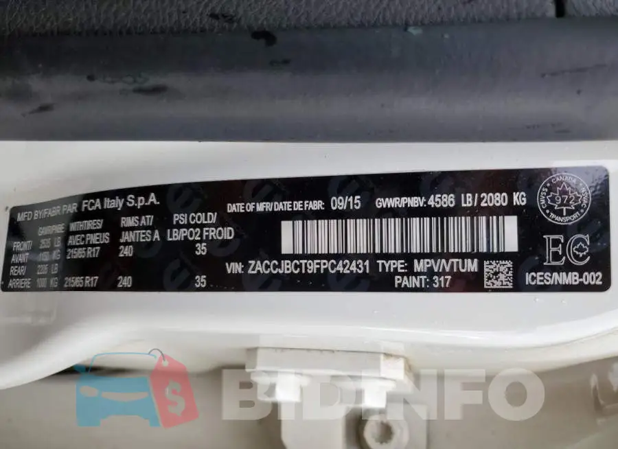 ZACCJBCT9FPC42431 Photo# 13