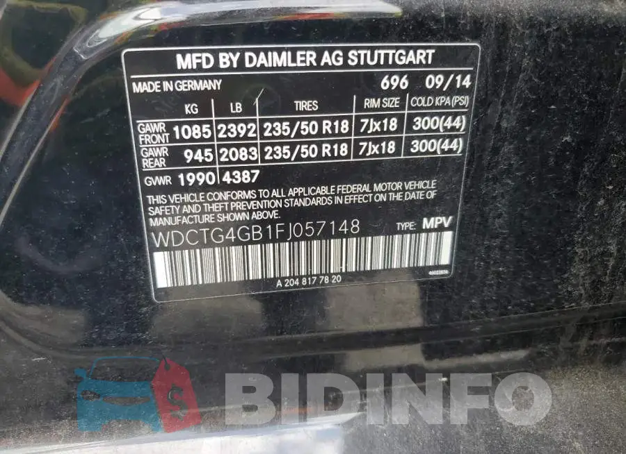 WDCTG4GB1FJ057148 Photo# 12