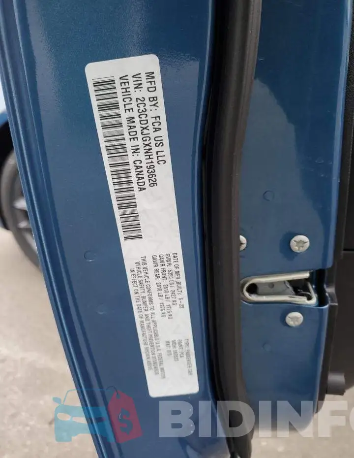 2C3CDXJGXNH193626 Photo# 12