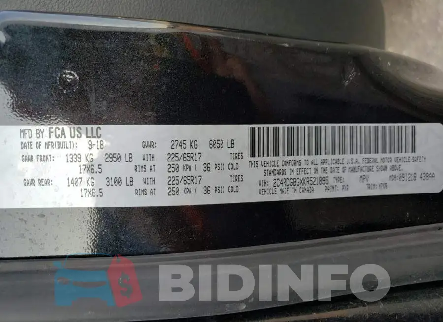 2C4RDGBGXKR521895 Photo# 10