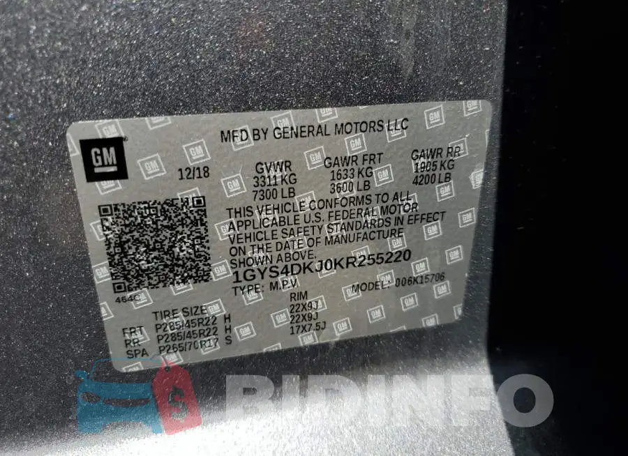 1GYS4DKJ0KR255220 Photo# 13