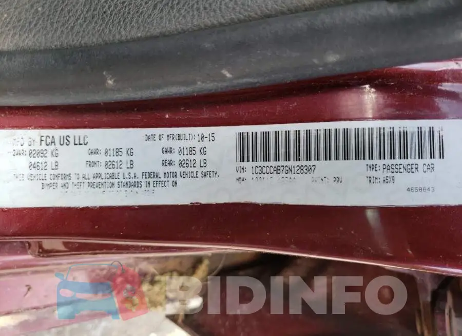 1C3CCCAB7GN128307 Photo# 10