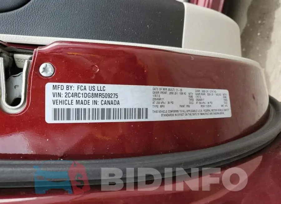 2C4RC1DG8MR509275 Photo# 13