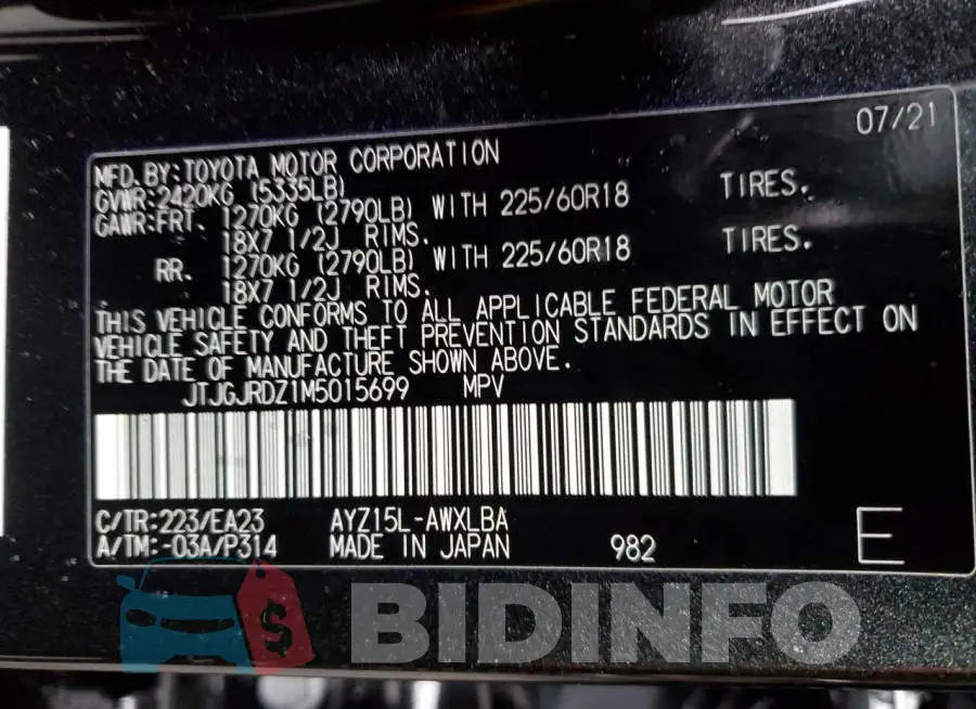 JTJGJRDZ1M5015699 Photo# 13
