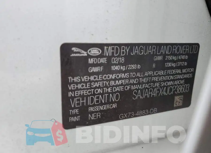 SAJAR4FX4JCP38603 Photo# 12