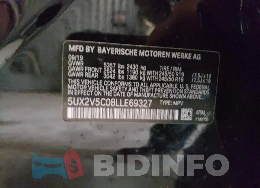 5UX2V5C08LLE69327 Photo# 13