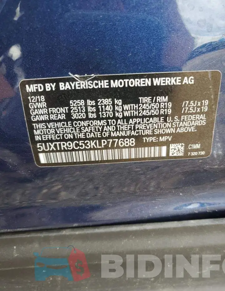 5UXTR9C53KLP77688 Photo# 13