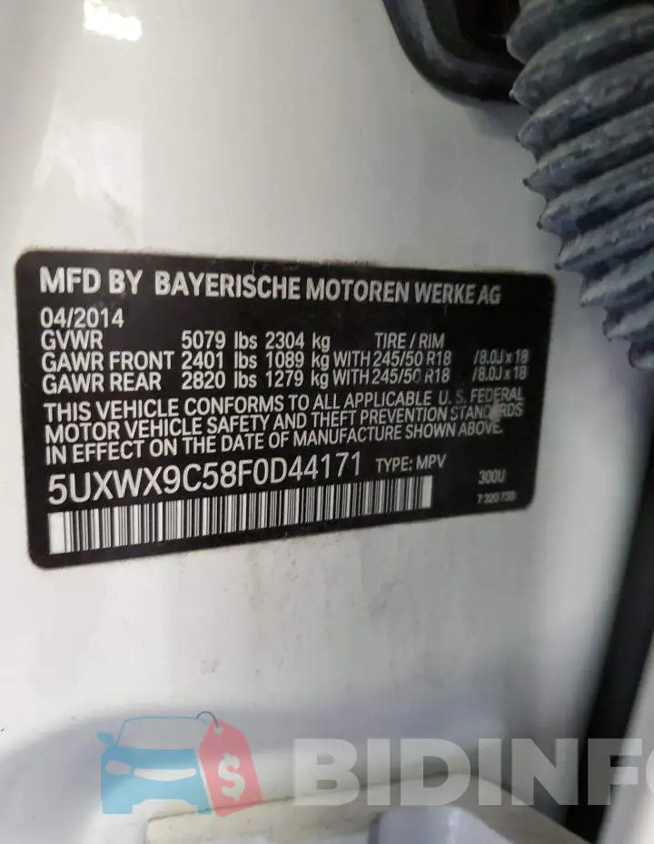 5UXWX9C58F0D44171 Photo# 12