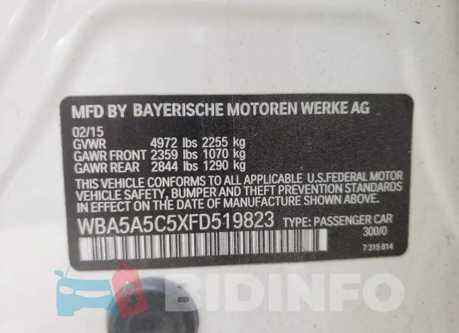 WBA5A5C5XFD519823 Photo# 12