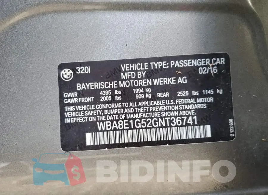 WBA8E1G52GNT36741 Photo# 13