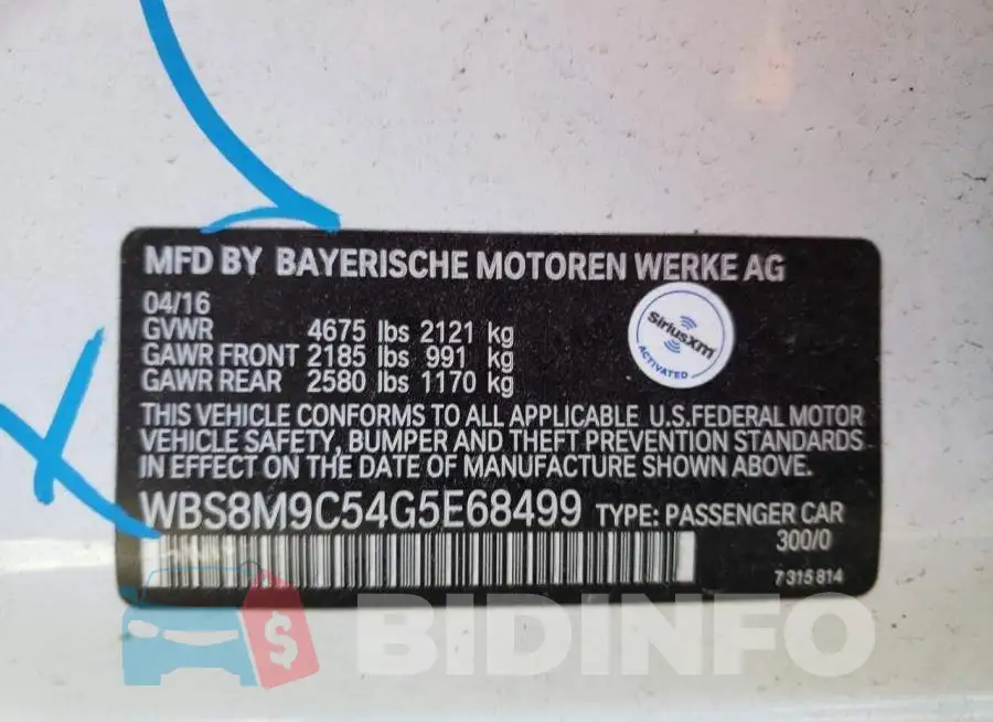 WBS8M9C54G5E68499 Photo# 13