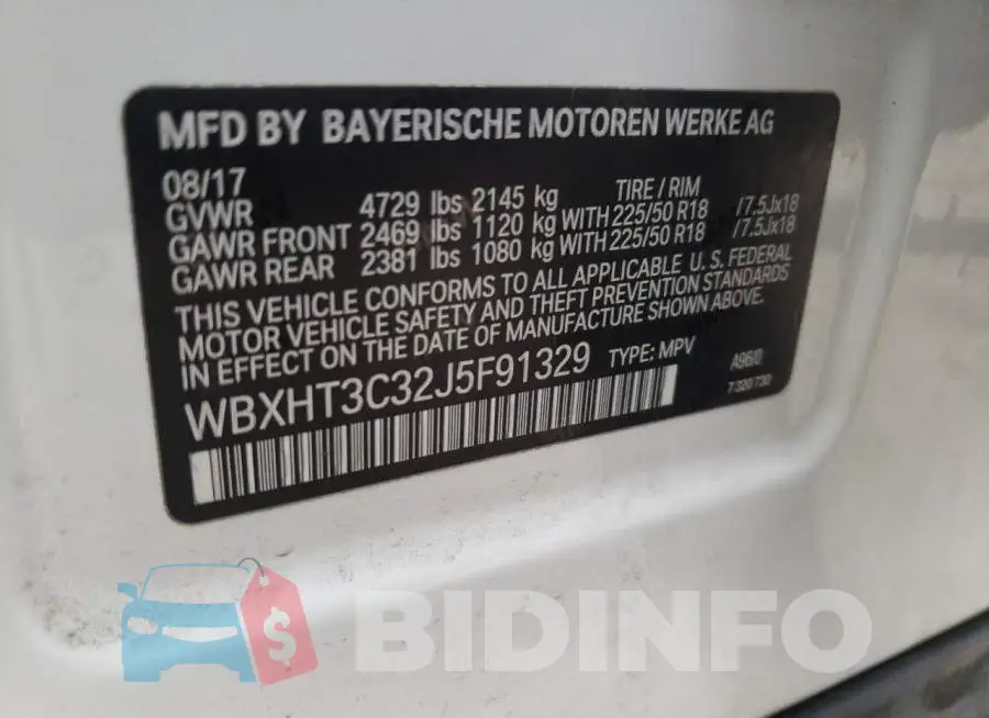 WBXHT3C32J5F91329 Photo# 14