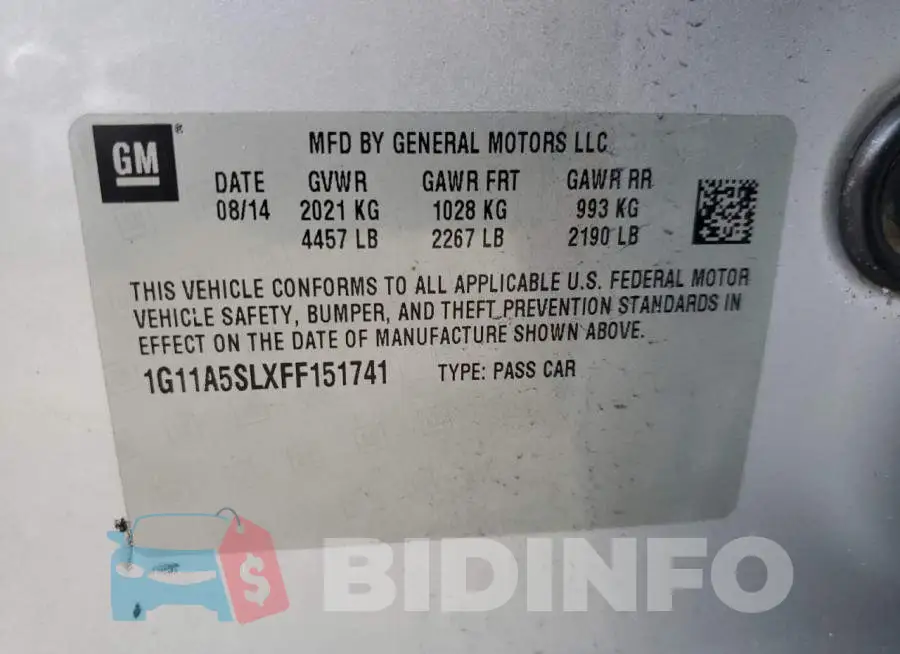 1G11A5SLXFF151741 Photo# 12