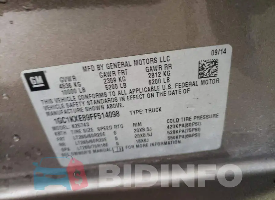 1GC1KXE89FF514098 Photo# 12