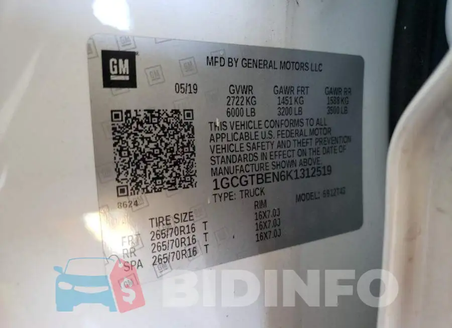1GCGTBEN6K1312519 Photo# 12