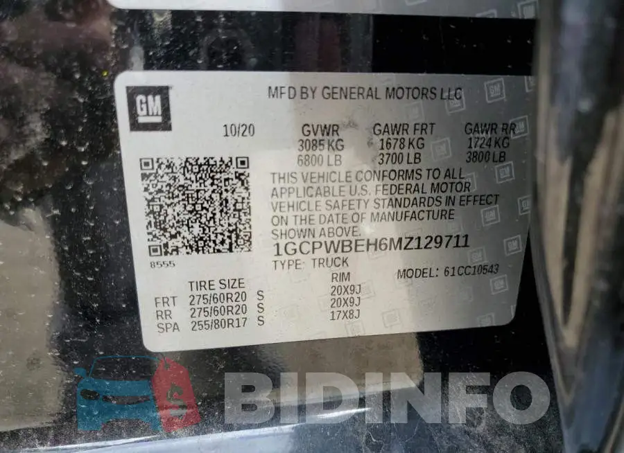 1GCPWBEH6MZ129711 Photo# 13