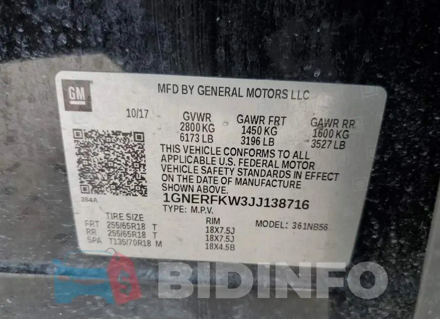 1GNERFKW3JJ138716 Photo# 13