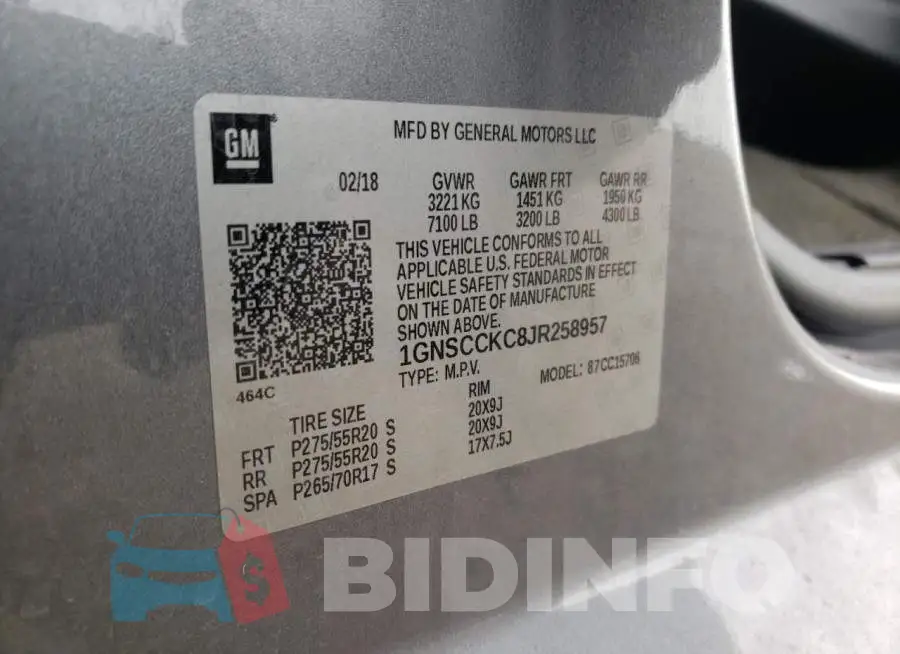 1GNSCCKC8JR258957 Photo# 14