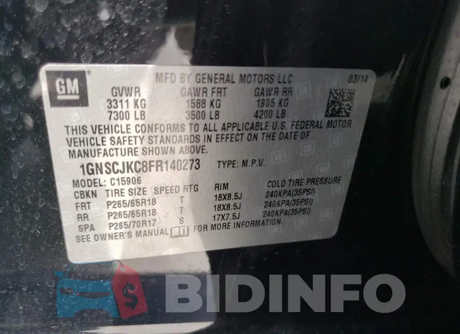 1GNSCJKC8FR140273 Photo# 13