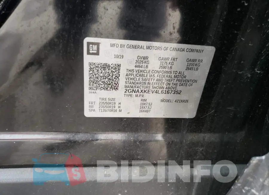 2GNAXKEV4L6167352 Photo# 12