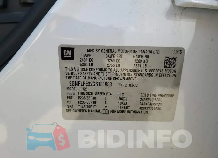 2GNFLFE32G6181988 Photo# 13
