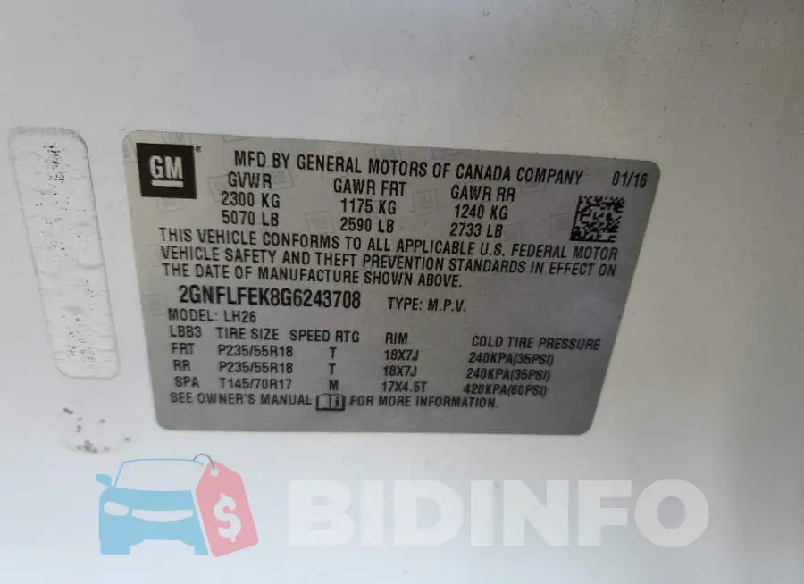 2GNFLFEK8G6243708 Photo# 13